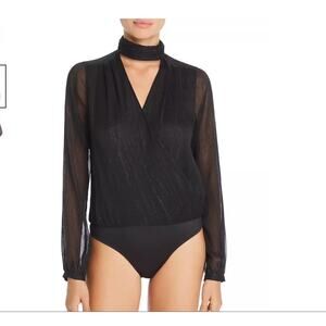 Guess Los Angeles Women's Black Long Sleeve Choker Camilla Bodysuit Size XS NEW